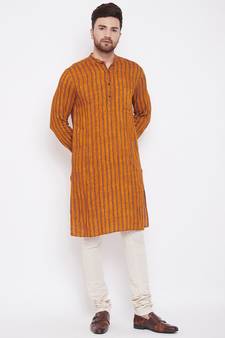 Yellow plain viscose rayon men-kurtas