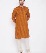 Yellow plain viscose rayon men-kurtas