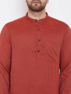 Orange plain viscose rayon men-kurtas 5