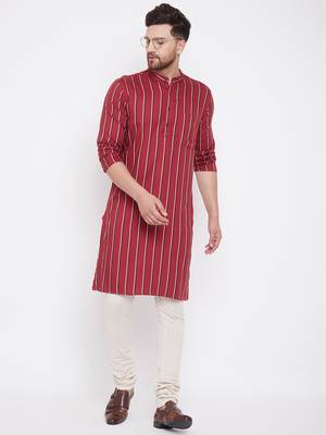 Maroon plain viscose rayon men-kurtas 1