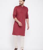 Maroon plain viscose rayon men-kurtas