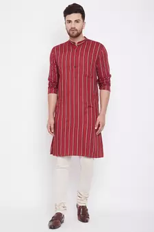 Maroon plain viscose rayon men-kurtas