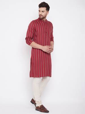 Maroon plain viscose rayon men-kurtas 3
