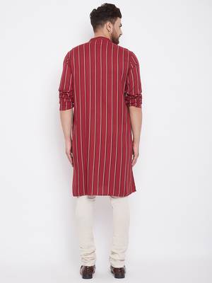 Maroon plain viscose rayon men-kurtas 4