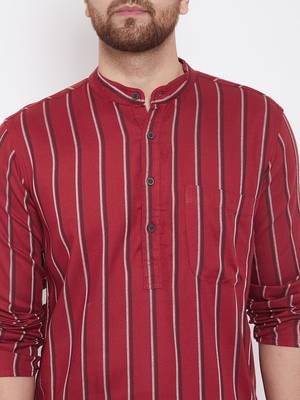Maroon plain viscose rayon men-kurtas 5