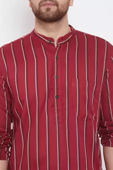 Maroon plain viscose rayon men-kurtas