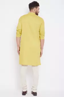 Yellow woven pure cotton men-kurtas