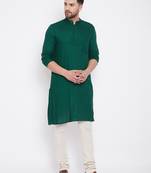 Green woven viscose rayon men-kurtas