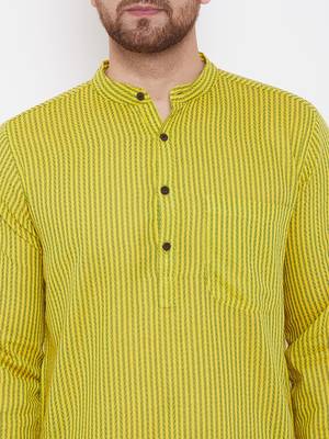 Yellow woven pure cotton men-kurtas 5