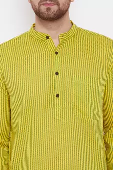 Yellow woven pure cotton men-kurtas