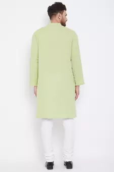 Green plain pure cotton men-kurtas