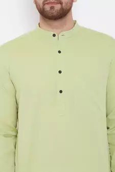 Green plain pure cotton men-kurtas