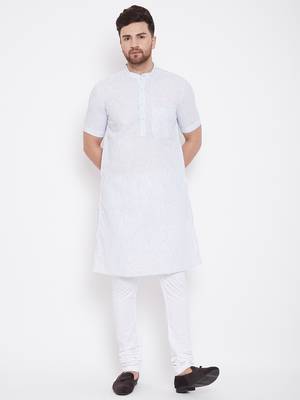 Blue plain pure cotton men-kurtas 1