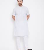 Blue plain pure cotton men-kurtas