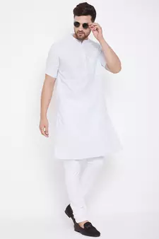 Blue plain pure cotton men-kurtas