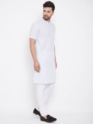 Blue plain pure cotton men-kurtas 3