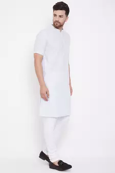 Blue plain pure cotton men-kurtas