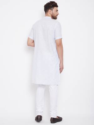 Blue plain pure cotton men-kurtas 4