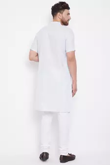 Blue plain pure cotton men-kurtas
