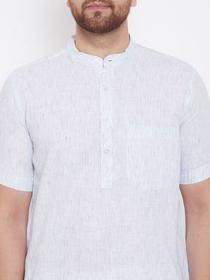 Blue plain pure cotton men-kurtas 5
