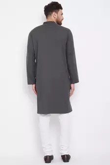Grey plain pure cotton men-kurtas