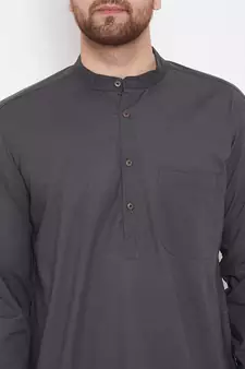 Grey plain pure cotton men-kurtas