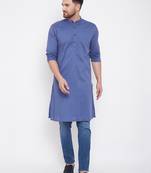 Blue plain pure cotton men-kurtas