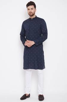 Blue woven pure cotton men-kurtas