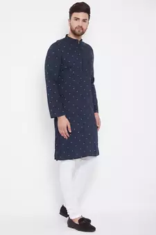 Blue woven pure cotton men-kurtas