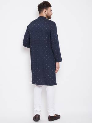 Blue woven pure cotton men-kurtas 4