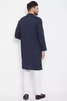 Blue woven pure cotton men-kurtas