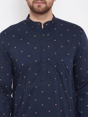 Blue woven pure cotton men-kurtas 5