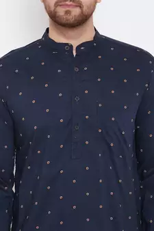 Blue woven pure cotton men-kurtas