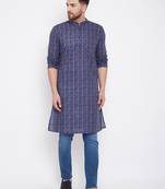 Blue printed pure cotton men-kurtas