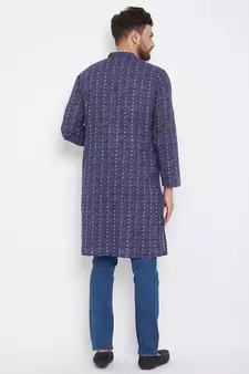 Blue printed pure cotton men-kurtas