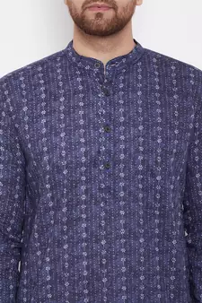 Blue printed pure cotton men-kurtas