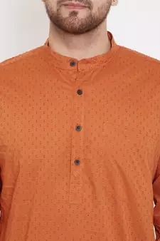 Orange woven pure cotton men-kurtas