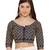 Women's Navy Blue & Silver Silk Blend Readymade Free Size Saree Blouse