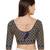 Women's Navy Blue & Silver Silk Blend Readymade Free Size Saree Blouse