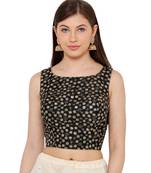 Women's Black Silk Blend Readymade Saree Blouse
