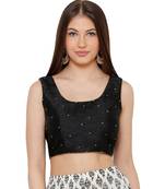 Women's Black Dupion Silk Readymade Saree Blouse
