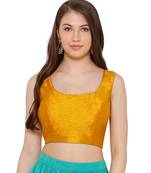 Women's Mustard Dupion Silk Readymade Saree Blouse