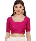 Women's Pink Dupion Silk Readymade Saree Blouse