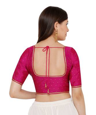 Women's Pink Dupion Silk Readymade Saree Blouse 2