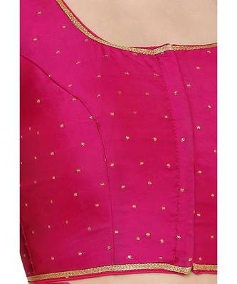 Women's Pink Dupion Silk Readymade Saree Blouse 5