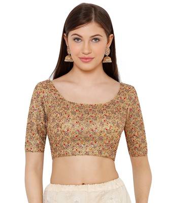 Women's Gold Net Readymade Saree Blouse 1