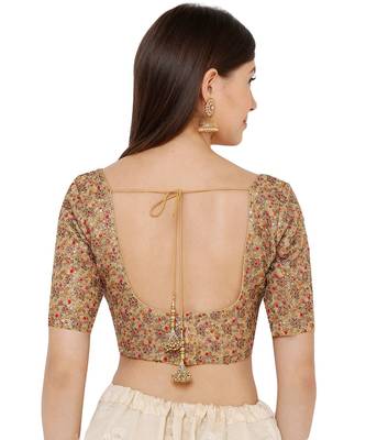 Women's Gold Net Readymade Saree Blouse 2
