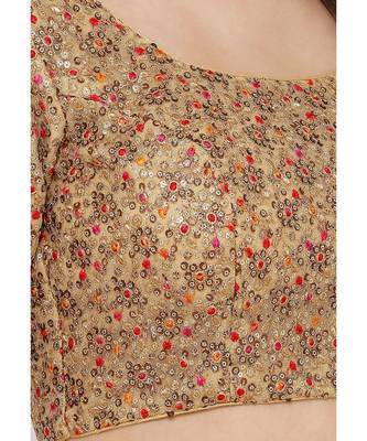 Women's Gold Net Readymade Saree Blouse 5