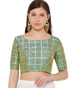 Women's green Silk Blend Readymade Saree Blouse