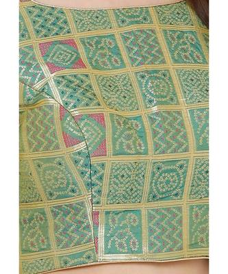 Women's green Silk Blend Readymade Saree Blouse 5